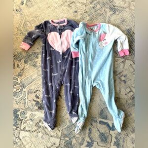12 mo girl baby fleece sleepers
